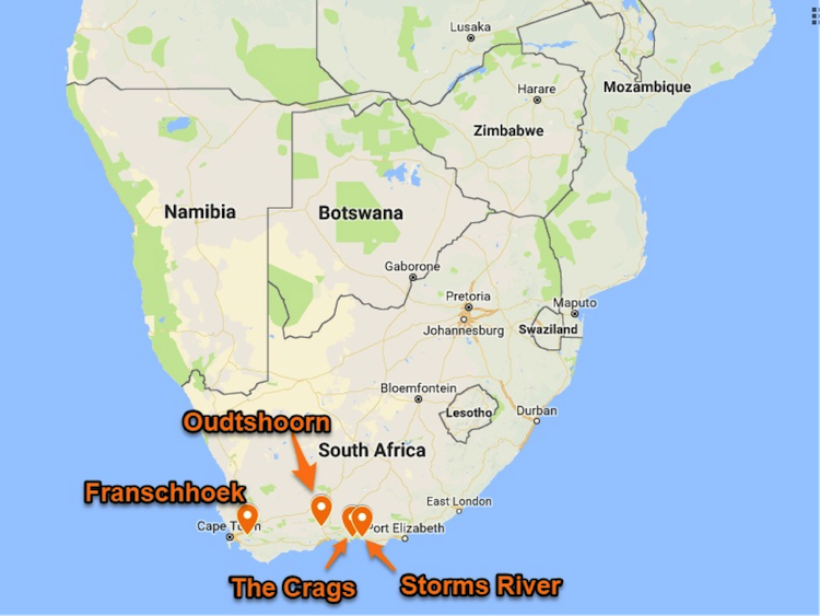 South Africa map small nice cities