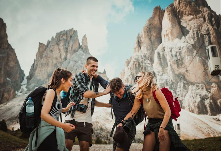 group hiking