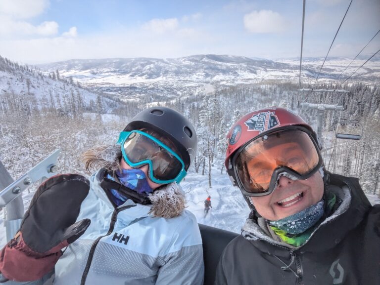Skiing frozen face
